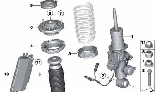 Amortiguador trasero izquierdo OEM 37106874771 para BMW F12, F13, F06 (640d, 640i, xDrive). Compatible con modelos de 2010 a 2018. Original BMW.
