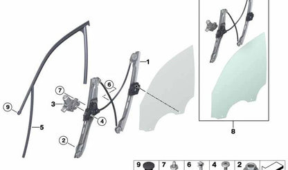 Currens avant droit sans moteur OEM 51337355636 pour BMW X3 F25 SDRIVE18D, SDRIVE20I (Modèles compatibles 2012–2017). BMW d'origine.