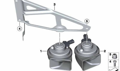 Bocina tono alto OEM 61336907044 para BMW E90, E91, E92, E93. Original BMW.