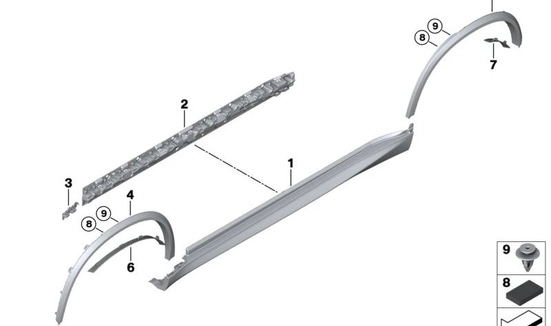 Fender arrière gauche ENANCHE 51778075319 pour BMW X5 F95, F95N. BMW d'origine.