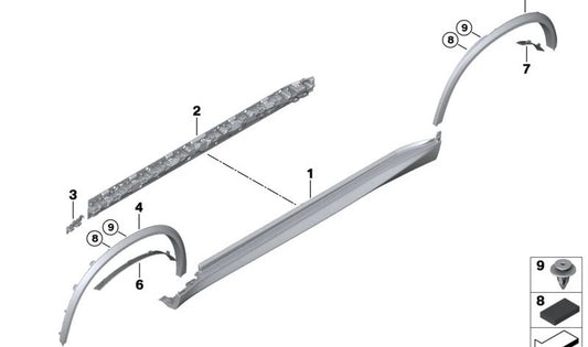 Fender arrière gauche ENANCHE 51778075319 pour BMW X5 F95, F95N. BMW d'origine.