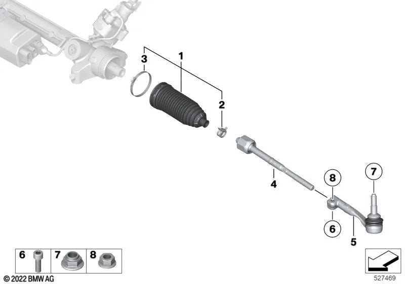 Kit di riparazione di Bellle per BMW G87, G20, G21, G28, G80, G81, G22, G23, G82, G83, F97, G02, F98, G05, G18, G06, F95, G07, G09, G29 (OEM 32106890060). BMW originale.