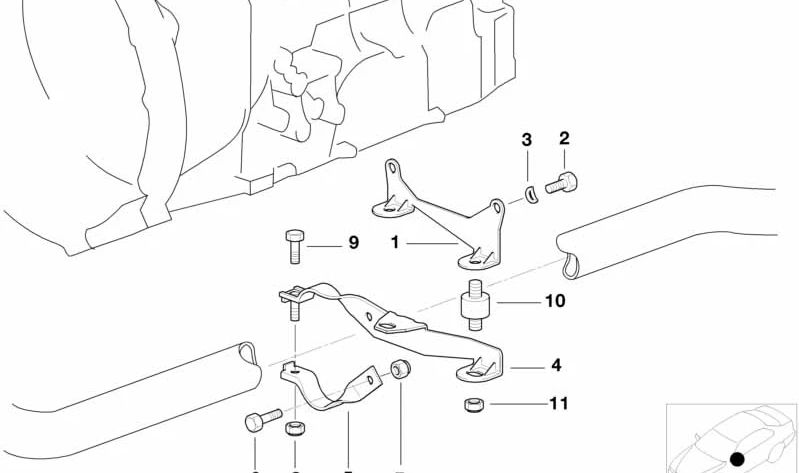 Exhaust system carrier for BMW 3 Series E36 (OEM 18301737975). Original BMW