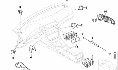 Rejilla de ventilación trasera OEM 64228376150 para BMW E39. Original BMW.