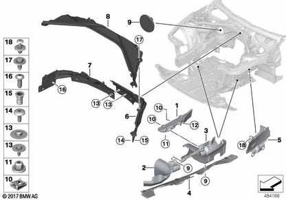 Cubierta de agregados de dirección trasera izquierda para BMW F87, F80, F82, F83 (OEM 51758055739). Original BMW