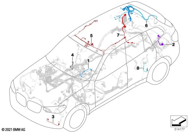 Cablaggio del soffitto per BMW X3 G08, X4 F98, G02 (OEM 61128720733). BMW originale