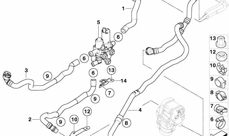 Gestion du retour du radiateur OEM 6421911176 pour BMW E90, E91, E92, E93. BMW d'origine.