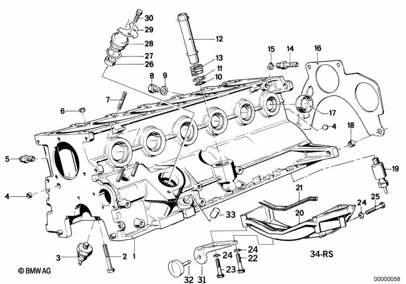 Screw for BMW E21, E30, E36, E12, E28, E34, E39, E24, E23, E32, E38 (OEM 07129901917). Genuine BMW.