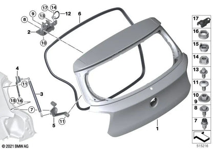 Tailgate Ground Strip for BMW F20, F21, F22, F23, F87, F30, F31, F34, F35, F80, F32, F33, F36, F82, F83 (OEM 61129268382). Original BMW