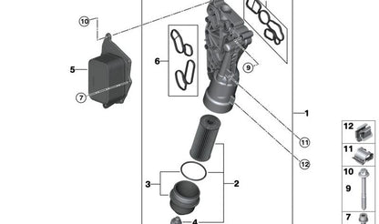Oil Filter Cap for BMW 1 Series F52, 2 Series F45, F46, MINI F54, F55, F56, F57, F60 (OEM 11428575907). Original BMW