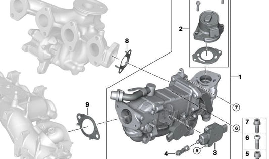 Module de recirculation des gaz d'échappement pour BMW F70, U06, U11, U10 (OEM 11718590000). BMW d'origine