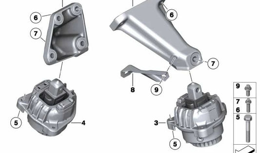 Soporte metálico OEM 22116788039 para BMW F07, F10, F06, F12, F13, F01, F02. Original BMW.