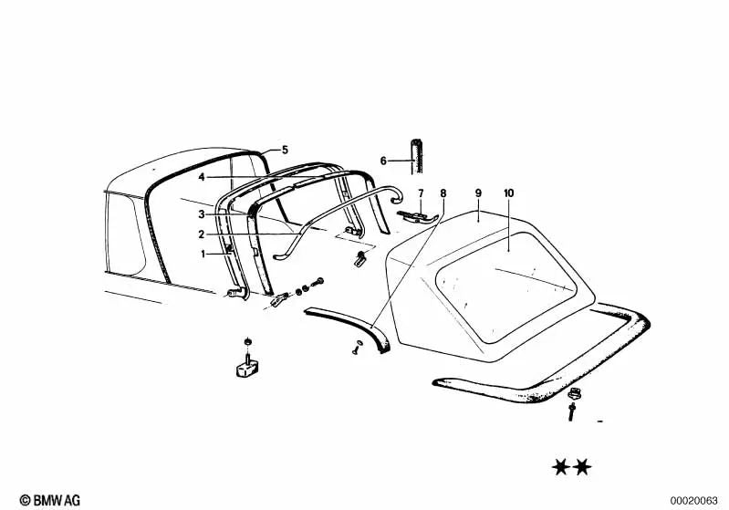 Revestimiento de capota OEM 54311847399 para BMW 1502-2002tii (01/1971 - 12/1975). Original BMW.