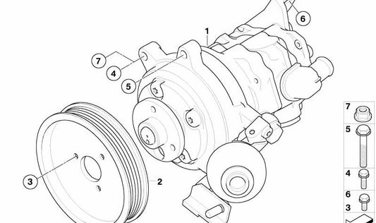 Bomba tandem dirección asistida OEM 32416767243 para BMW E60, E60N, E61, E61N, E63, E63N, E64, E64N. Original BMW.