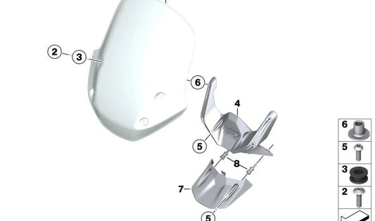 Soporte de parabrisas OEM 46638382811 para motos BMW R1200R, R1250R. Original BMW Motorrad.