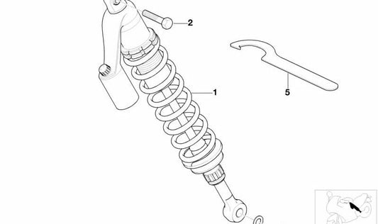 Amortiguador trasero OEM 33532331617 para BMW E38. Recambio original BMW.