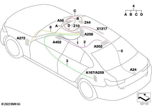 Ethernet cable for BMW 3 Series G20, G21 5 Series G30, G31 (OEM 61119863691). Genuine BMW