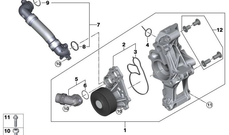 Bomba de água OEM 11518482251 para BMW G42, G20, G21, G22, G23, G26, G30, G31, G32, G11, G12, G14, G15, G16, G01, G02, G05, G06, G07, G29. BMW originais.