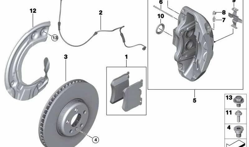Chapa de protección freno delantero izquierda OEM 34108831227 para BMW XM G09, XM 50e y XM Label. Original BMW.