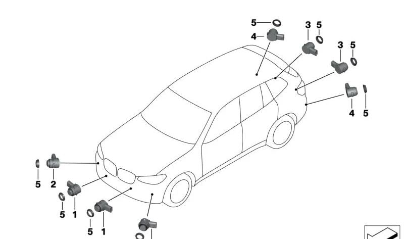 Sensor de aparcamiento (PDC) color Sophistograu II OEM 66209306410 para BMW G30, G31, G32, G11, G12, G01, F97, G02, F98, F15, F16, F86, I12, I15. Original BMW.