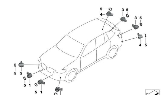 Sensor de aparcamiento (PDC) color Sophistograu II OEM 66209306410 para BMW G30, G31, G32, G11, G12, G01, F97, G02, F98, F15, F16, F86, I12, I15. Original BMW.