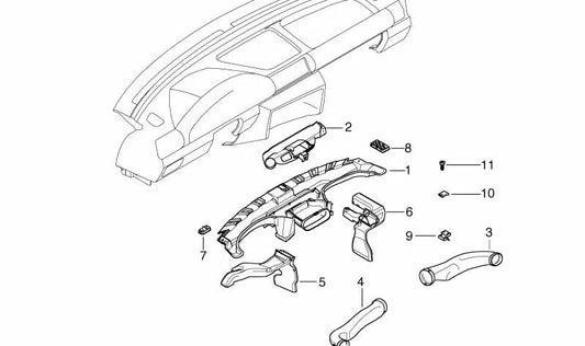 Conducto de aire calefacción izquierdo OEM 64228146175 para BMW E36. Pieza original BMW.