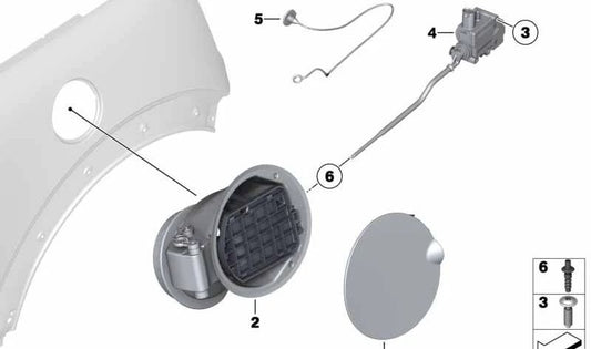 Cuba de cierre OEM 51177190623 para MINI Cabrio R57, Coupé R58, Roadster R59... y más. Original MINI.