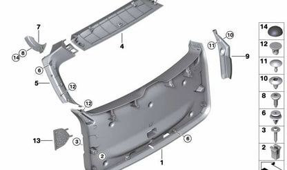 Tapa embellecedora canaleta agua derecha OEM 51495A06D98 para BMW X3 F97N, G01N, G08F, G08N. Pieza original BMW.
