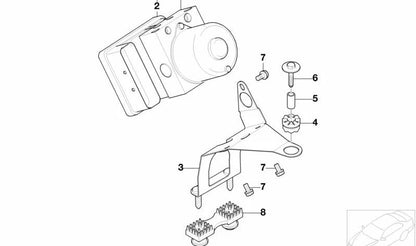 Soporte de goma OEM 34511164650 para BMW E46, E83, E85. Original BMW.