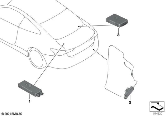 Antenna amplifier for BMW 4 Series G23, G83 (OEM 65205A73DB3). Genuine BMW.