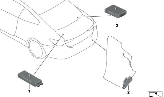 Amplificador de antena OEM 65205A2FCE2 para BMW G23, G23N, G83. Compatible con FM/AM. Repuesto original BMW.