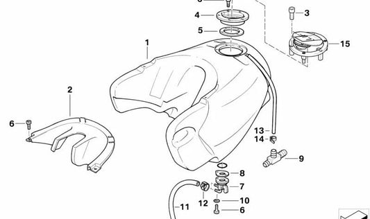 Tubo de introducción OEM 16112346170 para motos BMW F650, F650ST. Original BMW Motorrad.