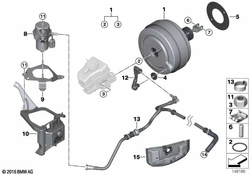 Tubo a vuoto per BMW Series 1 E81, E87N; 3 serie E90N (OEM 34337578090). BMW originale