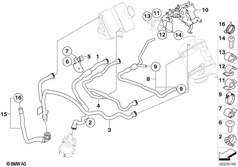 Manguera del refrigerante para BMW E70, E71 (OEM 17127589733). Original BMW.