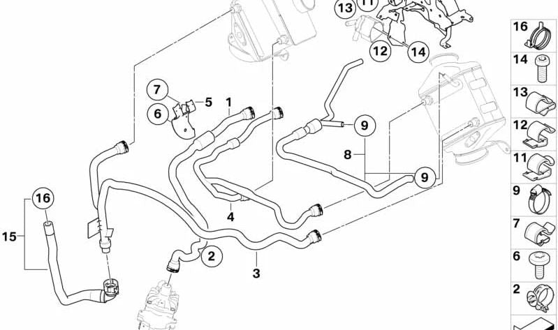 Manguera de Refrigerante para BMW X5 E70, X6 E71 (OEM 17127589732). Original BMW