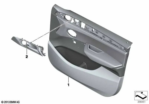 Revestimiento de puerta delantera derecha OEM 51417394528 para BMW X3 F25, X4 F26. Original BMW.