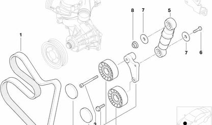 Tensor de correa OEM 11281709613 para BMW E39, E38, E31 y X5 E53. Original BMW.