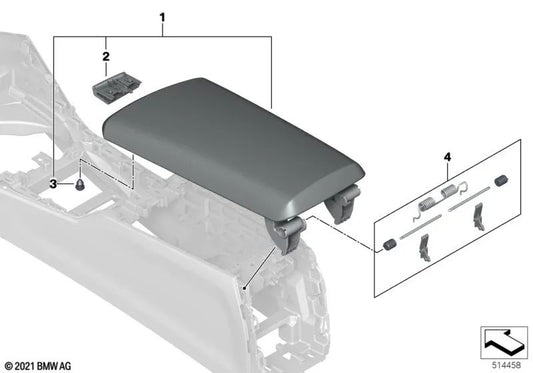 Center Armrest Lid Stopper Cap for BMW G42, G87, G20, G20N, G21, G21N, G28, G28N, G80, G81, G22, G23, G26, G82, G83 (OEM 51167911462). Original BMW