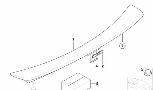 Primed Rear Spoiler OEM 51712490023 for BMW E36 (All models compatible: Saloon, Coupe, Compact, Touring, Cabrio). Original BMW.
