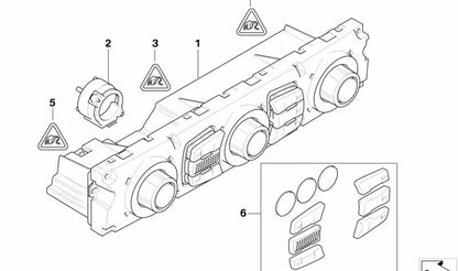 Juego de botones del mando a distancia OEM 61319250197 para BMW E60, E61, E63, E64. Original BMW.
