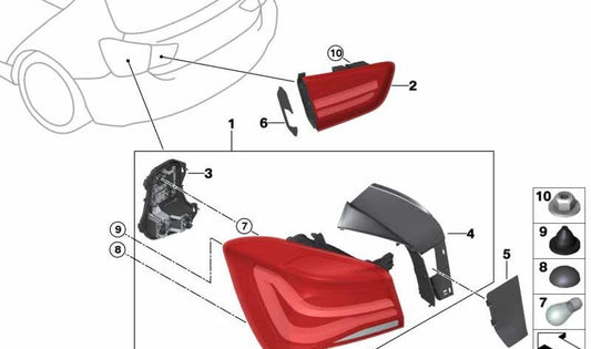 Embels Embels Gutter de l'eau gauche pour BMW F20N, F21N (OEM 63217387283). BMW d'origine