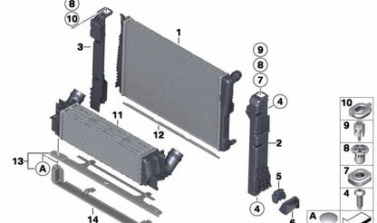 Soporte del módulo de radiador OEM 17117593839 para BMW F25 (X3), F26 (X4). Original BMW.