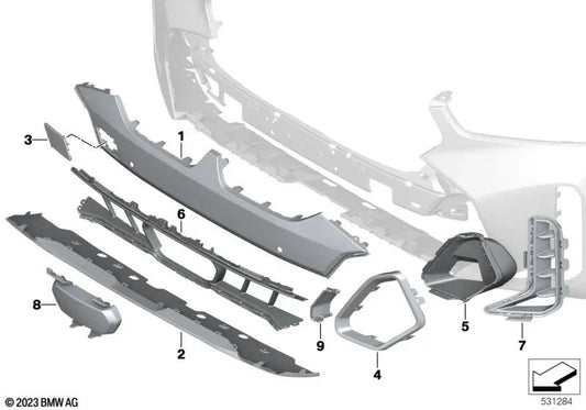 Griglia decorativa centrale destra per BMW G06N (OEM 51115A370D6). BMW originale