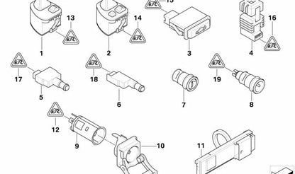 Mando de ajuste y plegado eléctrico de retrovisores OEM 61318373732 para BMW E46. Original BMW.
