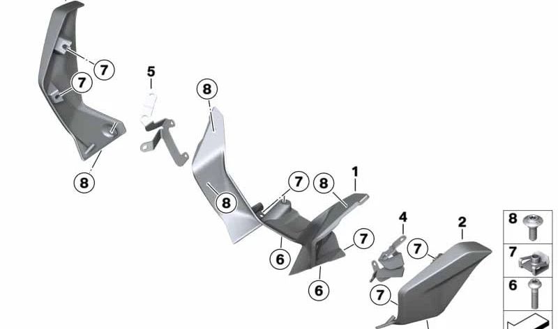 Alerón central OEM 46638380741 para motos BMW R 1200 RT, R 1250 RT, R 1200 R, R 1250 R, R 1200 RS, R 1250 RS. Original BMW Motorrad.