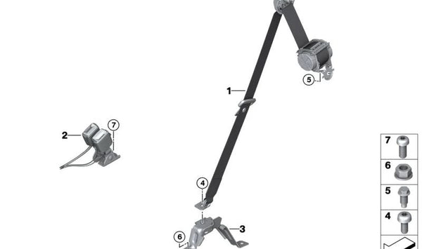 Cerradura abatible tercera fila de asientos OEM 72127457714 para BMW G05. Original BMW.