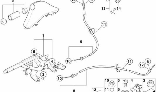 Funda de palanca freno de mano OEM 34429125044 para MINI R50, R52, R53 (2000-2006). Original MINI.