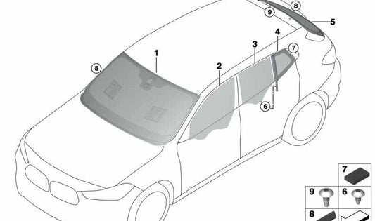 Cristal lateral fijo puerta trasera izquierda OEM 51377420541 para BMW X2 F39 M35i, X2 20d, sDrive18d, sDrive18i... y más. Original BMW.