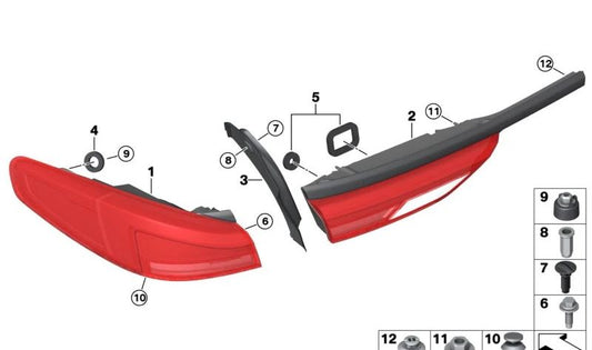 Piloto trasero derecho maletero OEM 63217465470 para BMW F44. Luz trasera original BMW.