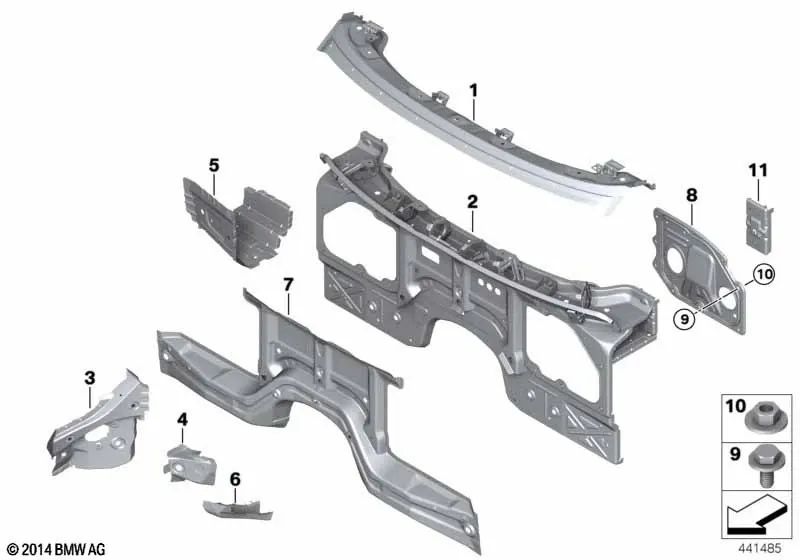 Front Panel for BMW X5 E70, E70N, X6 E71, E72 (OEM 41117174368). Genuine BMW